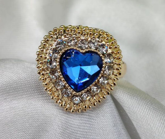 1 Piece Imported Heartfelt Elegance Blue Crystal Ring OYE HOYE BAZAR