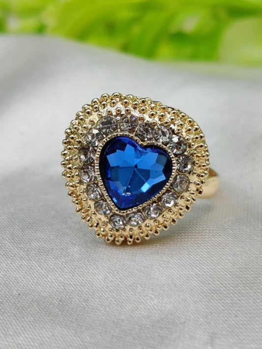 1 Piece Imported Heartfelt Elegance Blue Crystal Ring OYE HOYE BAZAR