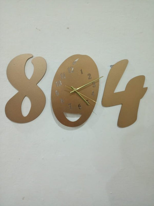 3D Wall Clock – Elegant Golden Color Wooden Timepiece OYE HOYE BAZAR