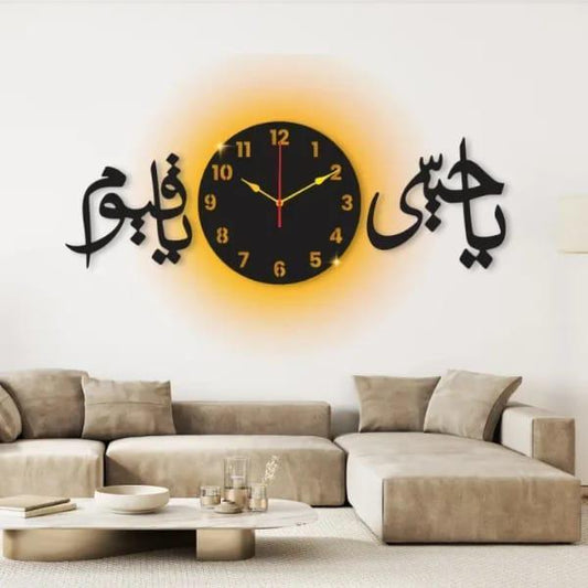 Black MDF Wood Analogue Wall Clock with Backlight OYE HOYE BAZAR