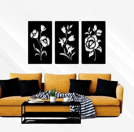 3-Piece Acrylic Flower Wall Art Set – Elegant &amp; Modern Home Decor OYE HOYE BAZAR