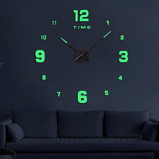 3D Wooden Wall Clock – 24-Inch Glow-in-the-Dark Radium Clock OYE HOYE BAZAR