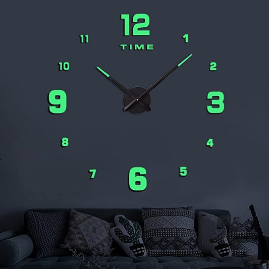 3D Wooden Wall Clock – 24-Inch Glow-in-the-Dark Radium Clock OYE HOYE BAZAR